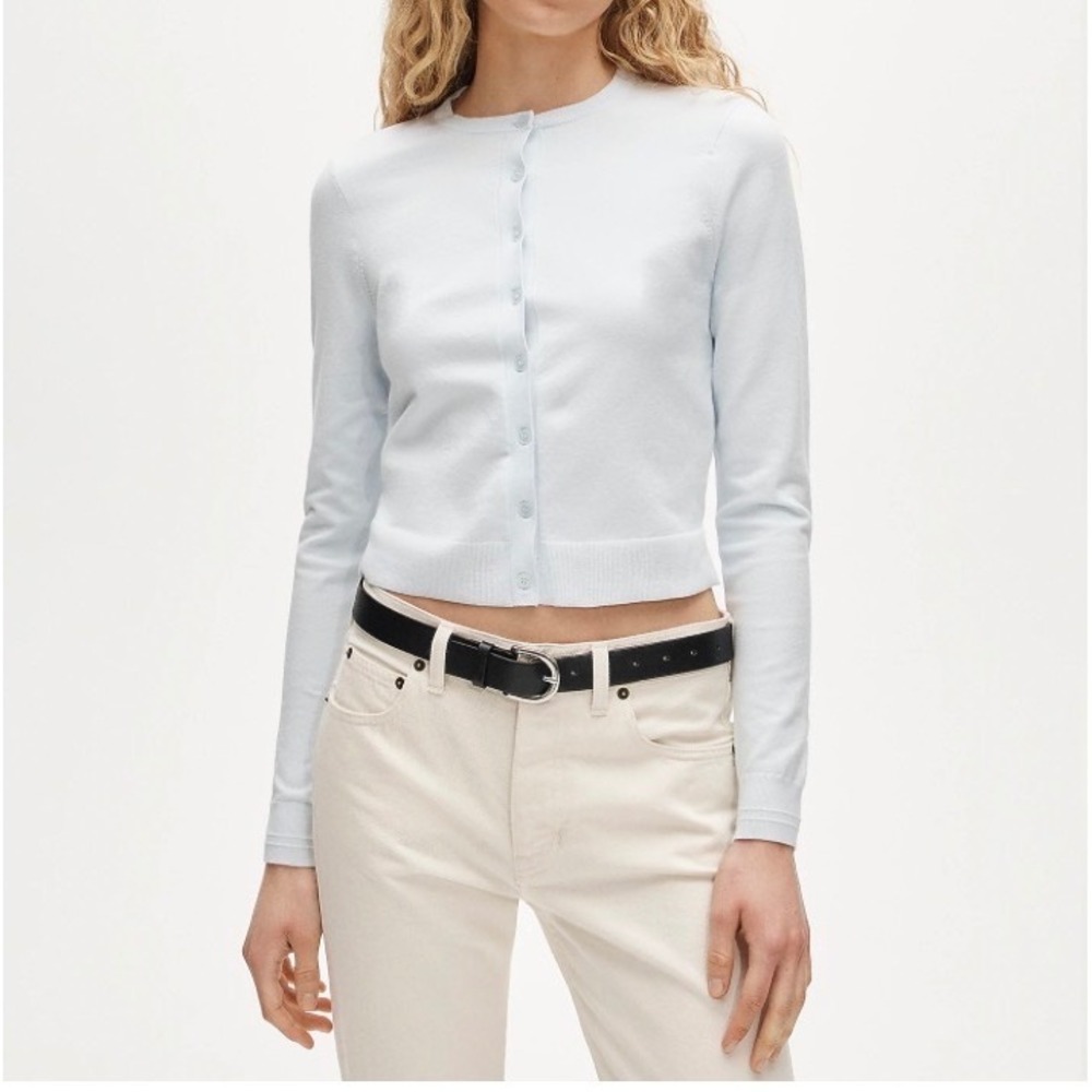 J.Crew Jackie Cardigan stretch preppy minimalist quiet luxury light blue XS